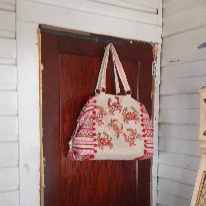 American Chic Pink And Cream Tote Bag For Everyday Use With Cosmetic Bag